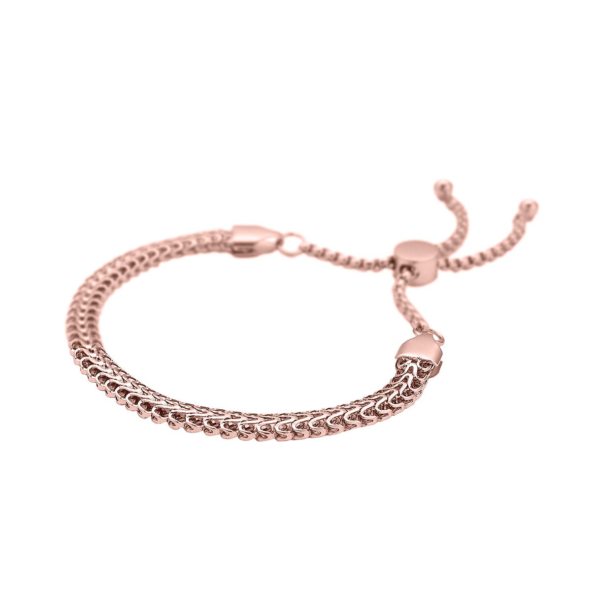 Fancy Mesh Chain Bracelet with Adjustable Ball in ION Plated RG Stainless Stee image number 2