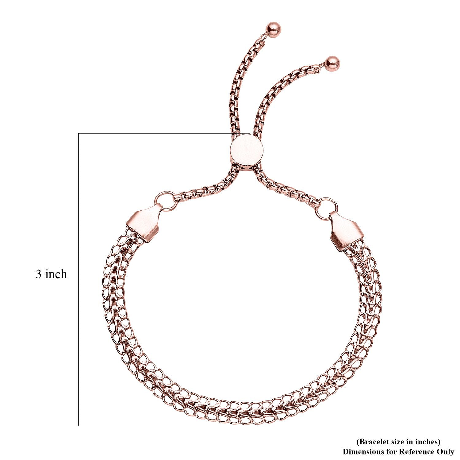 Fancy Mesh Chain Bracelet with Adjustable Ball in ION Plated RG Stainless Steel | Tarnish-Free, Waterproof, Sweat Proof Jewelry