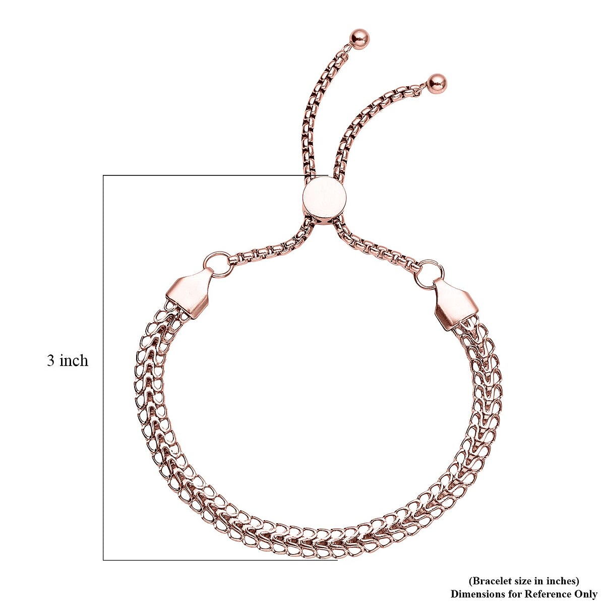 Fancy Mesh Chain Bracelet with Adjustable Ball in ION Plated RG Stainless Stee image number 4