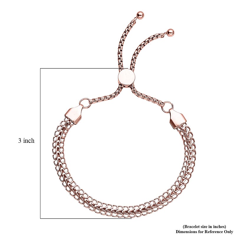 Fancy Mesh Chain Bracelet with Adjustable Ball in ION Plated RG Stainless Steel | Tarnish-Free, Waterproof, Sweat Proof Jewelry