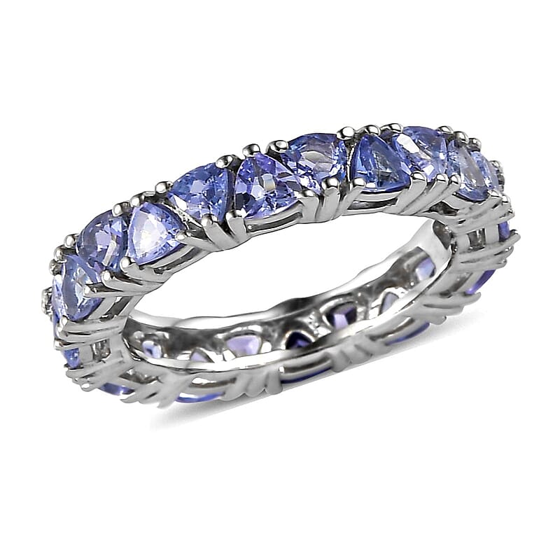 Tanzanite Eternity Band Ring in Platinum Over Sterling Silver (Size 5.0) 2.85 ctw