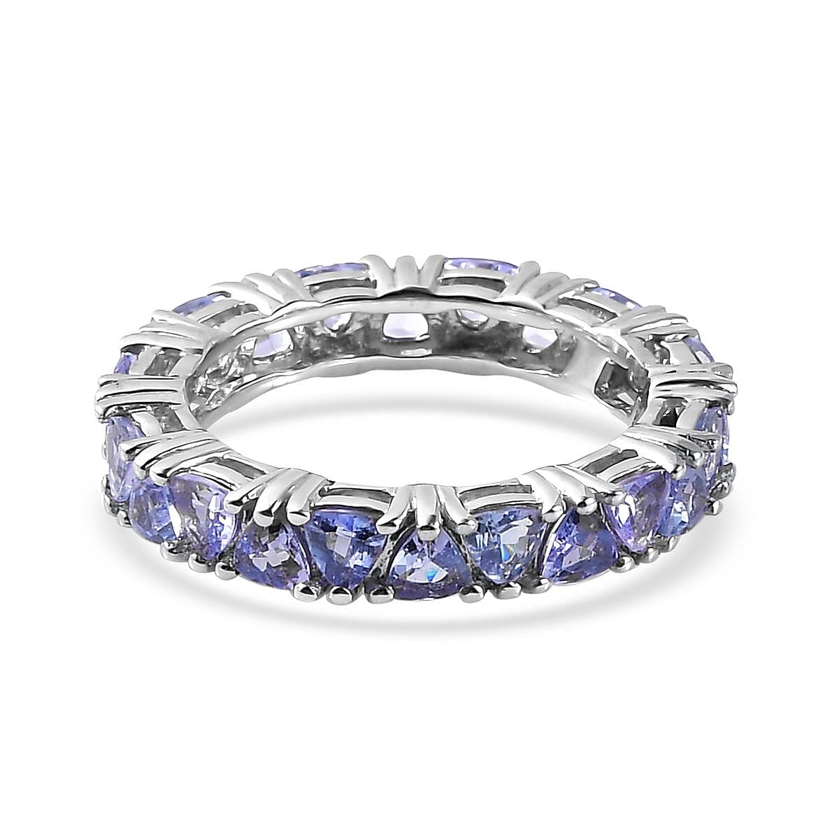 Tanzanite Eternity Band Ring in Platinum Over Sterling Silver (Size 5.0) 2.85 ctw