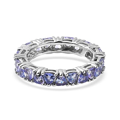Tanzanite Eternity Band Ring in Platinum Over Sterling Silver (Size 5.0) 2.85 ctw