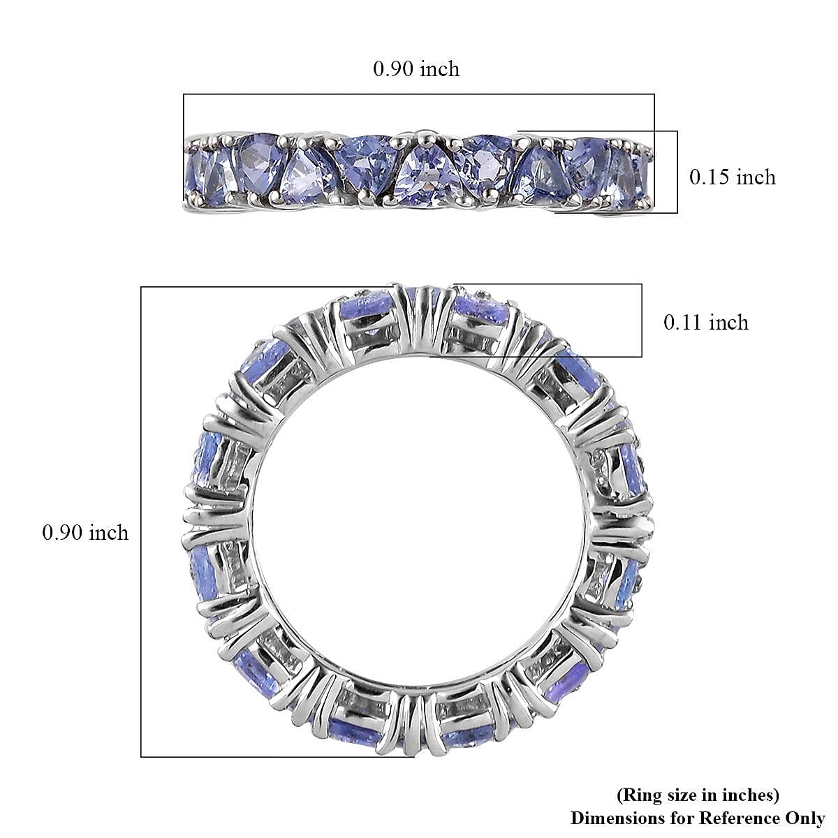 Tanzanite Eternity Band Ring in Platinum Over Sterling Silver (Size 6.0) 2.85 ctw image number 5