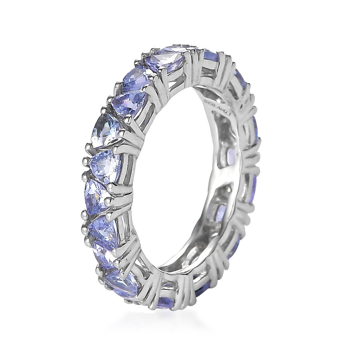 Tanzanite Eternity Band Ring in Platinum Over Sterling Silver (Size 7.0) 3.10 ctw image number 3