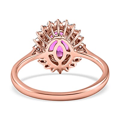 Certified & Appraised Iliana AAA Madagascar Purple Sapphire and G-H SI Diamond 1.85 ctw Double Halo Ring in 18K Rose Gold (Size 10.0)