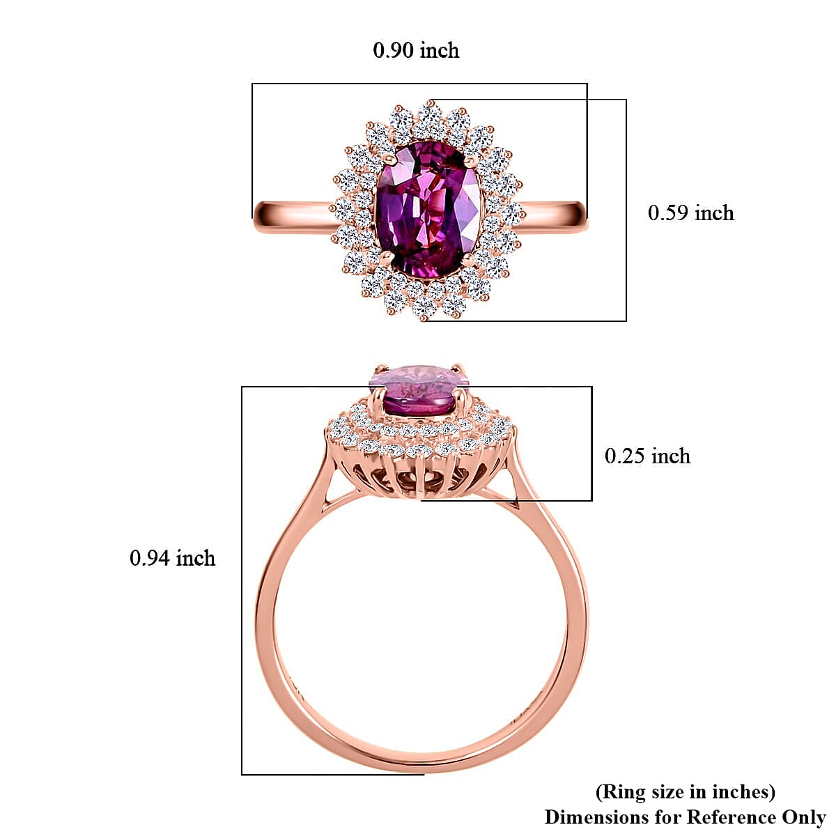  Iliana AAA Madagascar Purple Sapphire and G-H SI Diamond 1.85 ctw Double Halo Ring in 18K Rose Gold (Size 6.0) image number 5