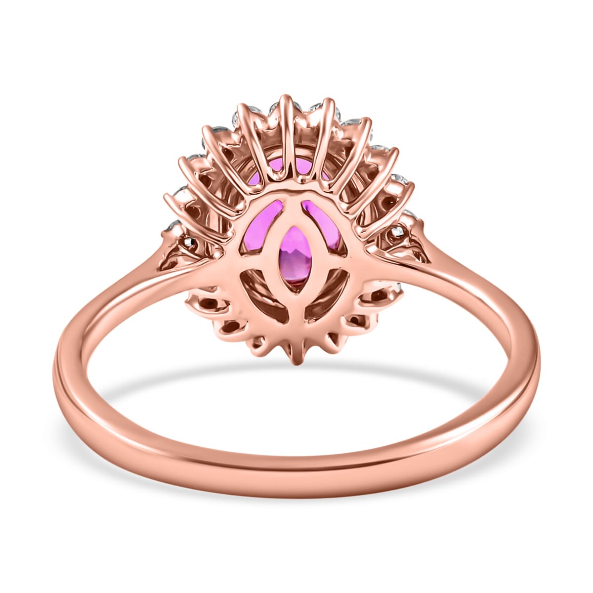 Certified & Appraised Iliana AAA Madagascar Purple Sapphire and G-H SI Diamond 1.85 ctw Double Halo Ring in 18K Rose Gold (Size 8.0) image number 4