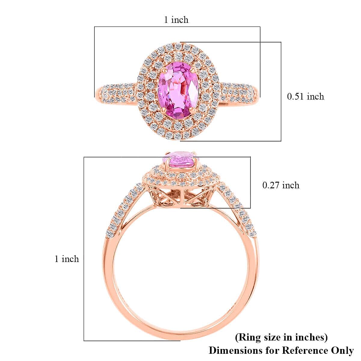 Certified & Appraised Iliana AAA Madagascar Pink Sapphire and G-H SI Diamond 1.40 ctw Double Halo Ring in 18K Rose Gold (Size 10.0)