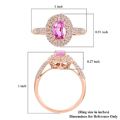 Certified & Appraised Iliana AAA Madagascar Pink Sapphire and G-H SI Diamond 1.40 ctw Double Halo Ring in 18K Rose Gold (Size 10.0)