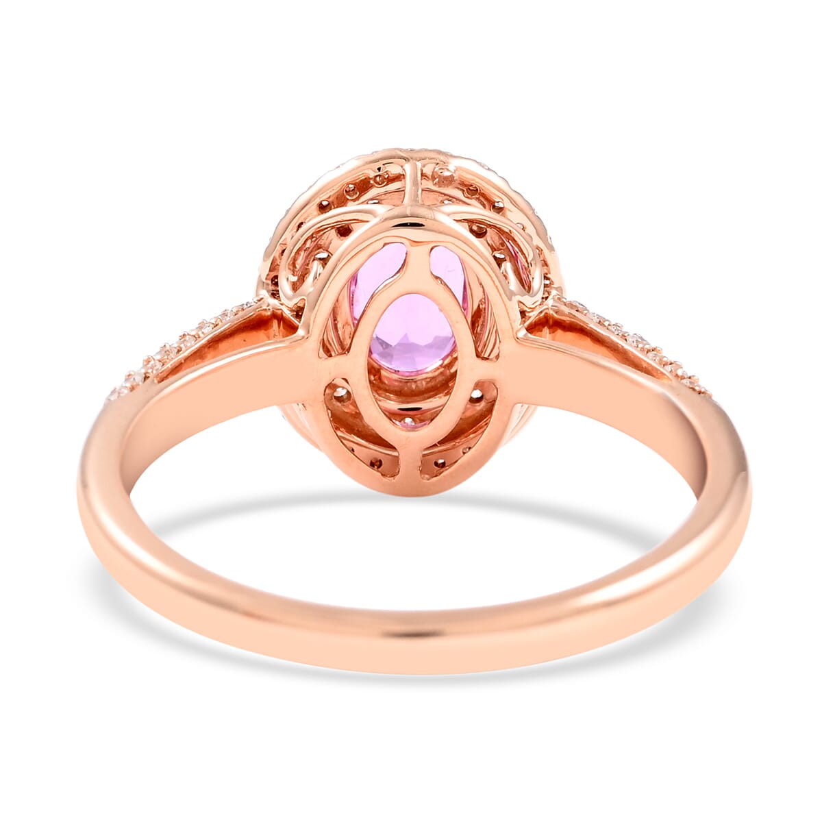 Certified & Appraised Iliana AAA Madagascar Pink Sapphire and G-H SI Diamond 1.40 ctw Double Halo Ring in 18K Rose Gold (Size 6.0) image number 4