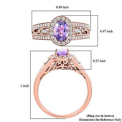 Certified & Appraised Iliana 18K Rose Gold AAA Madagascar Purple Sapphire and G-H SI Diamond Halo Ring (Size 10.0) 5.50 Grams 1.40 ctw