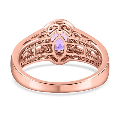 Certified & Appraised Iliana 18K Rose Gold AAA Madagascar Purple Sapphire and G-H SI Diamond Halo Ring (Size 10.0) 5.50 Grams 1.40 ctw