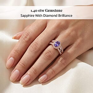 Certified & Appraised Iliana 18K Rose Gold AAA Madagascar Purple Sapphire and G-H SI Diamond Halo Ring (Size 7.0) 5.50 Grams 1.40 ctw