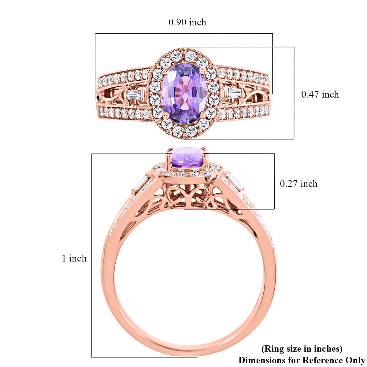 Certified & Appraised  Iliana 18K Rose Gold AAA Madagascar Purple Sapphire and G-H SI Diamond Halo Ring (Size 9.0) 5.50 Grams 1.40 ctw image number 5