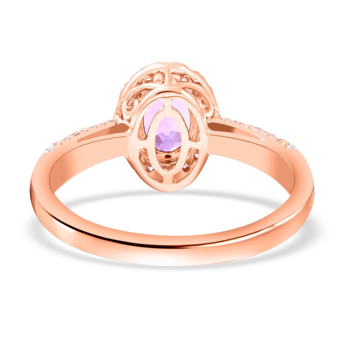 Certified & Appraised Iliana 18K Rose Gold AAA Madagascar Purple Sapphire and G-H SI Diamond Halo Ring (Size 10.0) 1.35 ctw image number 4