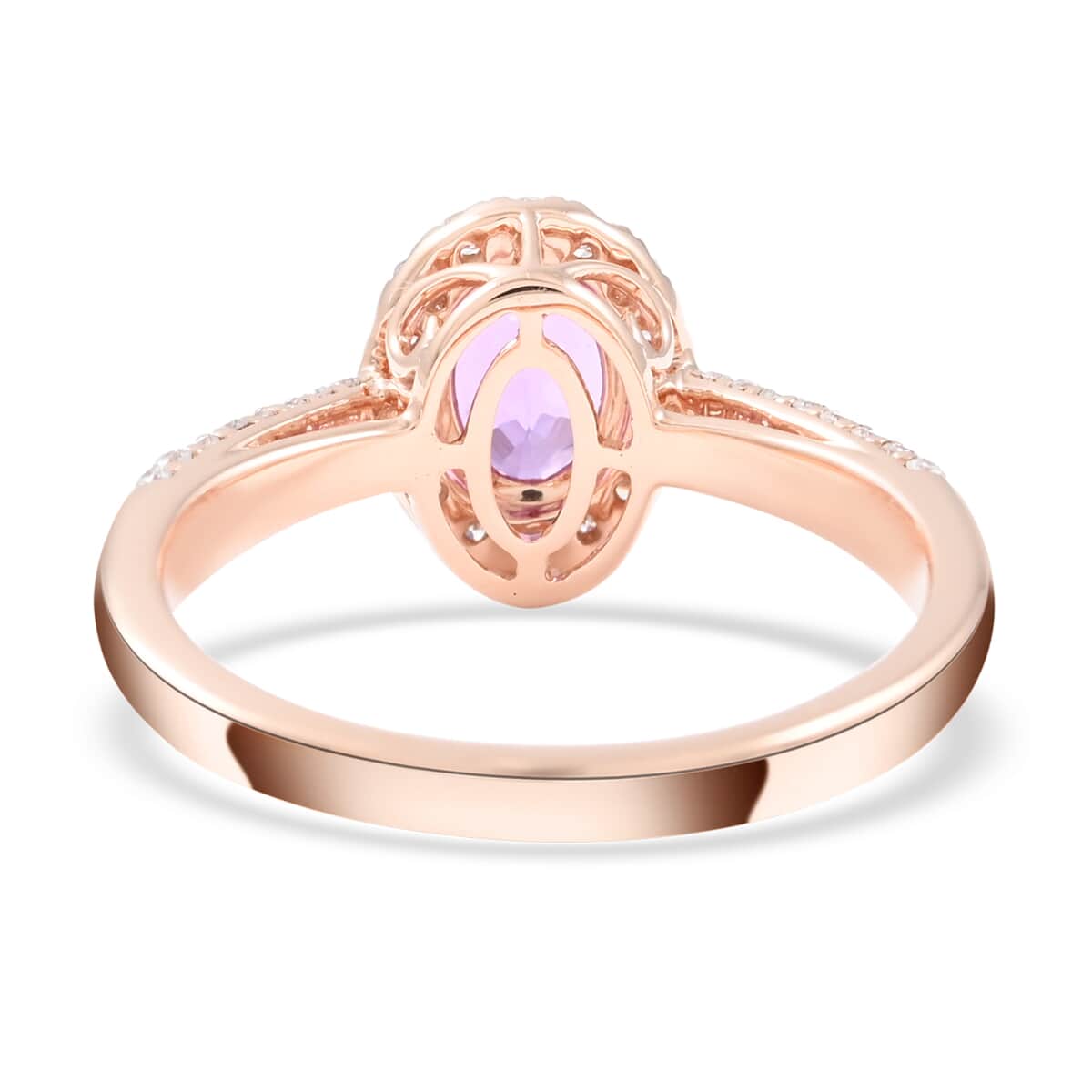 Certified & Appraised Iliana 18K Rose Gold AAA Madagascar Purple Sapphire and G-H SI Diamond Halo Ring (Size 6.0) 1.35 ctw image number 4