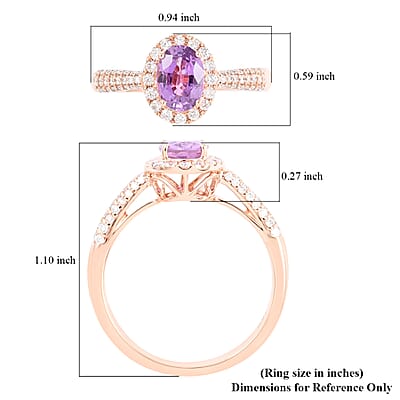 Certified & Appraised Iliana AAA Madagascar Purple Sapphire and G-H SI Diamond 1.35 ctw Halo Ring in 18K Rose Gold (Size 6.0)
