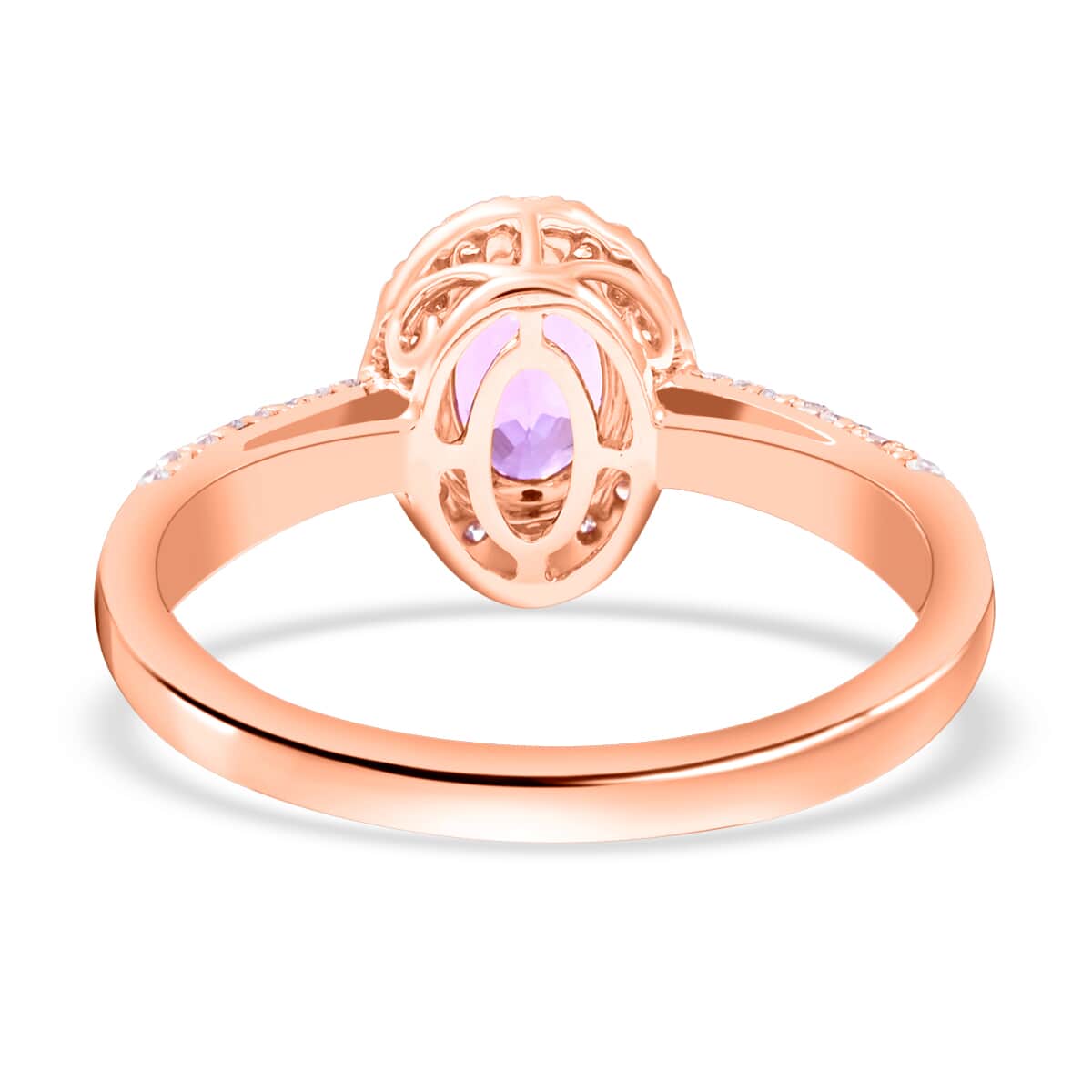 Certified & Appraised Iliana 18K Rose Gold AAA Madagascar Purple Sapphire and G-H SI Diamond Halo Ring (Size 7.0) 1.35 ctw image number 4