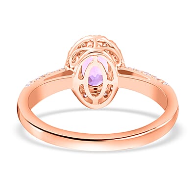 Certified & Appraised Iliana AAA Madagascar Purple Sapphire and G-H SI Diamond 1.35 ctw Halo Ring in 18K Rose Gold (Size 8.0)