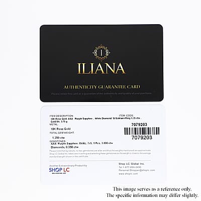 Certified & Appraised Iliana AAA Madagascar Purple Sapphire and G-H SI Diamond 1.35 ctw Halo Ring in 18K Rose Gold (Size 8.0)