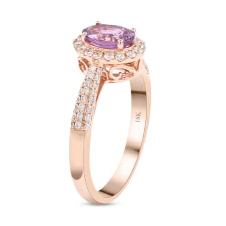 Certified Iliana 18K Rose Gold AAA Madagascar Purple Sapphire and G-H SI Diamond Halo Ring (Size 9.0) 1.35 ctw image number 3