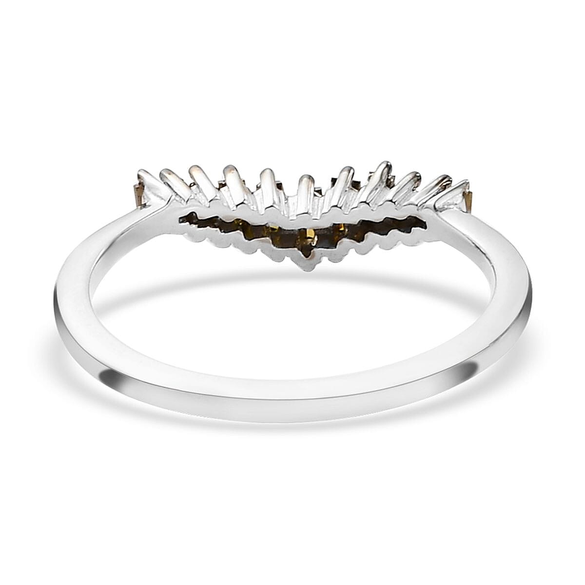 Red Diamond Wishbone Ring in Platinum Over Sterling Silver (Size 10.0) 0.33 ctw image number 4