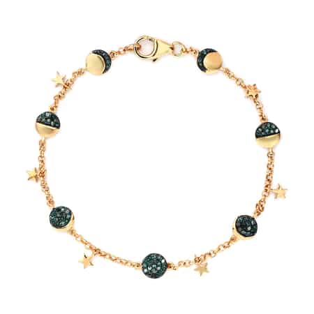 GP Celestial Dream Collection Blue Diamond Moon Phase Bracelet in Vermeil Yellow Gold Over Sterling Silver (7.25 In) 0.50 ctw image number 0