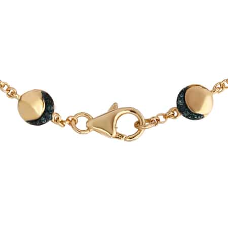GP Celestial Dream Collection Blue Diamond Moon Phase Bracelet in Vermeil Yellow Gold Over Sterling Silver (7.25 In) 0.50 ctw image number 3