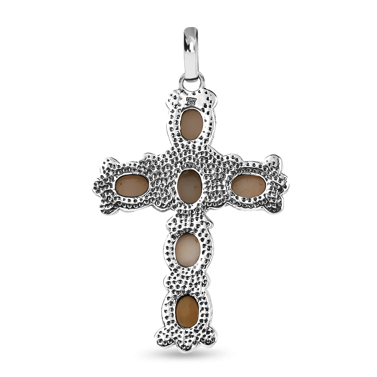Pearl Shimmer Drusy Quartz Cross Pendant Sterling Silver, Artisan Crafted Quartz Religious Pendant, Unique Birthday Gifts For Women 6.60 ctw image number 4