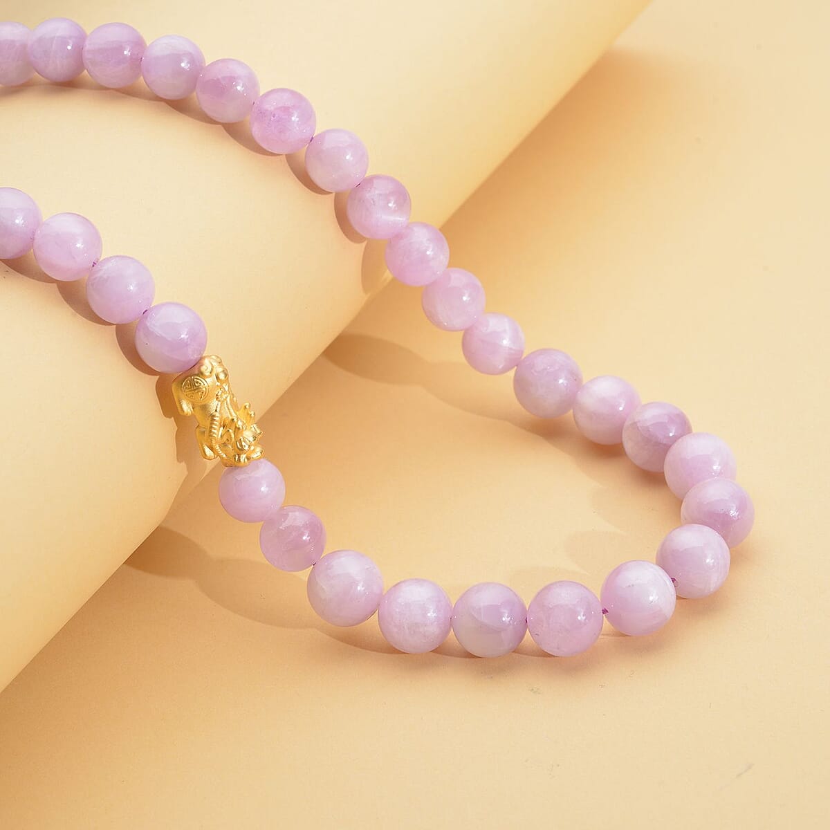 24K Yellow Gold AAAA Black Tourmaline Beaded Feng Shui Pi-xiu Necklace 18-20 Inches 270.00 ctw image number 1