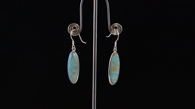 Artisan Crafted Mojave Blue Turquoise Earrings in Sterling Silver 26.50 ctw