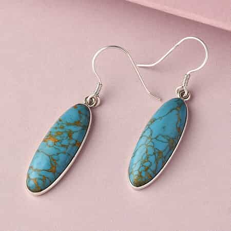 Artisan Crafted Mojave Blue Turquoise Earrings in Sterling Silver 26.50 ctw image number 1
