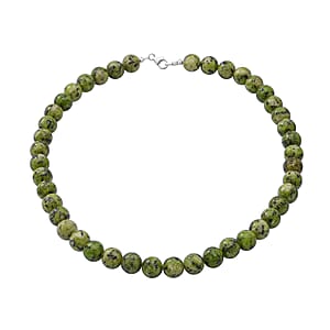 Rainforest Jasper Beads Necklace  in Sterling Silver 18 Inches 250.00 ctw
