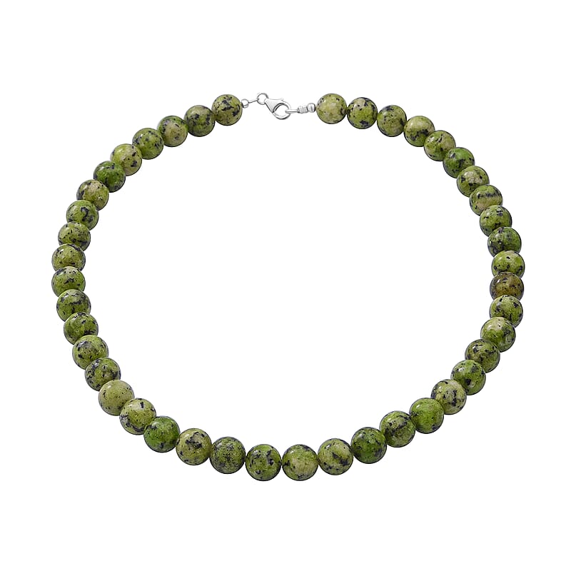 Rainforest Jasper Beads Necklace  in Sterling Silver 18 Inches 250.00 ctw