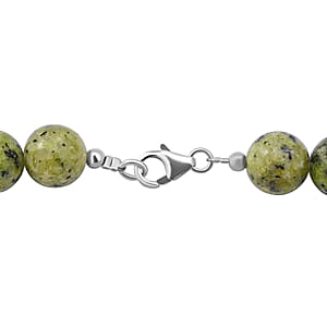 Rainforest Jasper Beads Necklace  in Sterling Silver 18 Inches 250.00 ctw