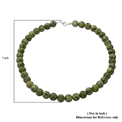 Rainforest Jasper Beads Necklace  in Sterling Silver 18 Inches 250.00 ctw