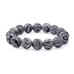 Multi Color Malachite 12mm Beaded Stretch Bracelet 150.00 ctw