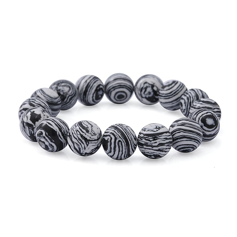 Multi Color Malachite 12mm Beaded Stretch Bracelet 150.00 ctw