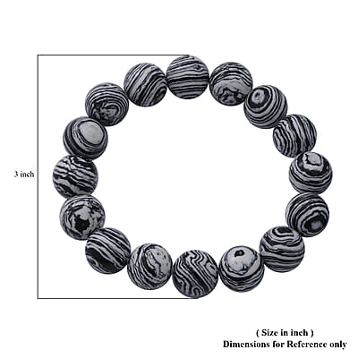 Multi Color Malachite 12mm Beaded Stretch Bracelet 150.00 ctw