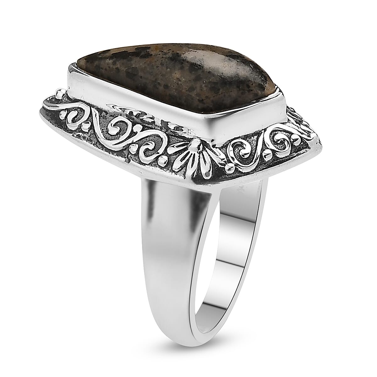 Artisan Crafted Natural Yooperlite Ring in Sterling Silver 6.75 ctw with Free UV Torch image number 3