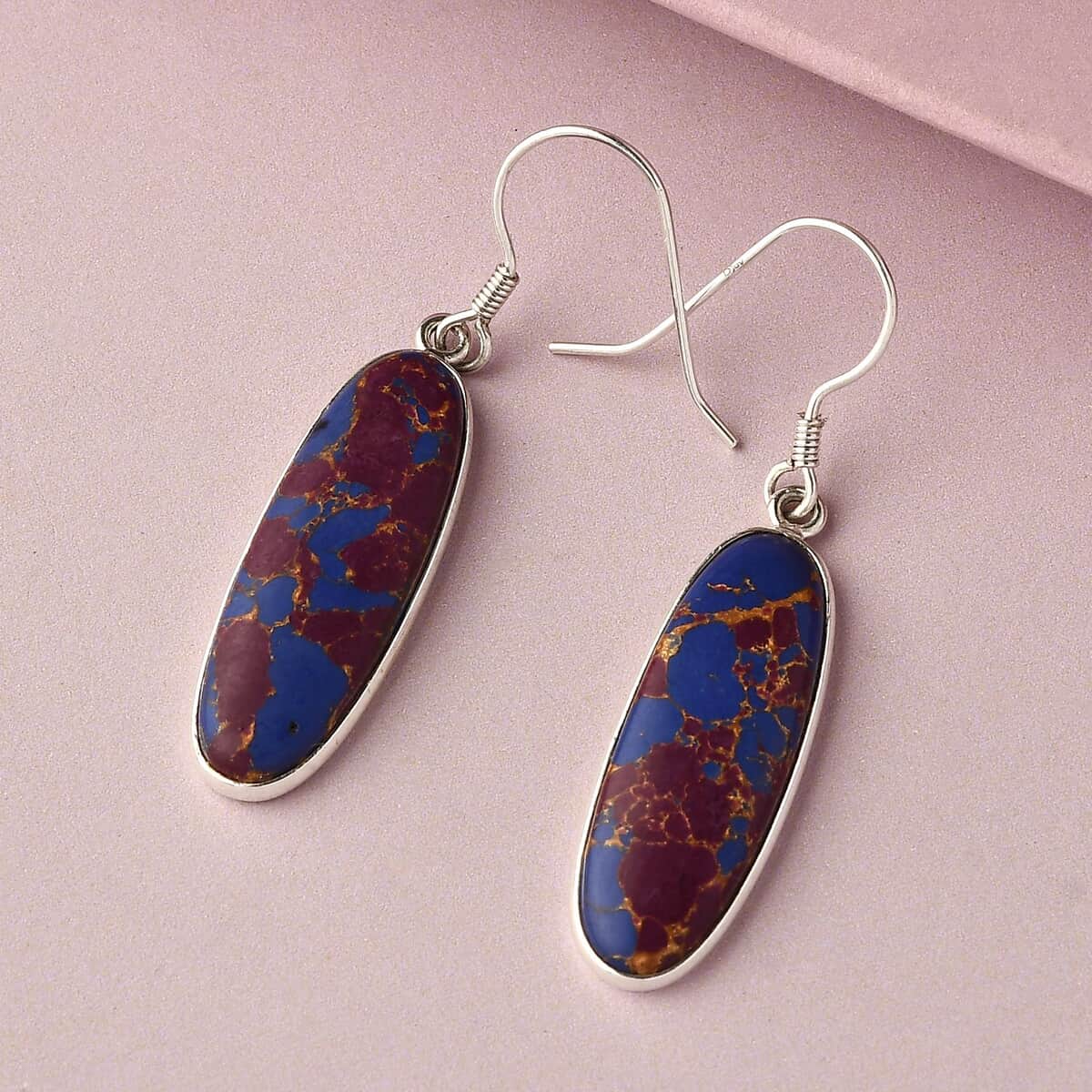Artisan Crafted Mojave Purple Turquoise Earrings in Sterling Silver 23.00 ctw image number 1