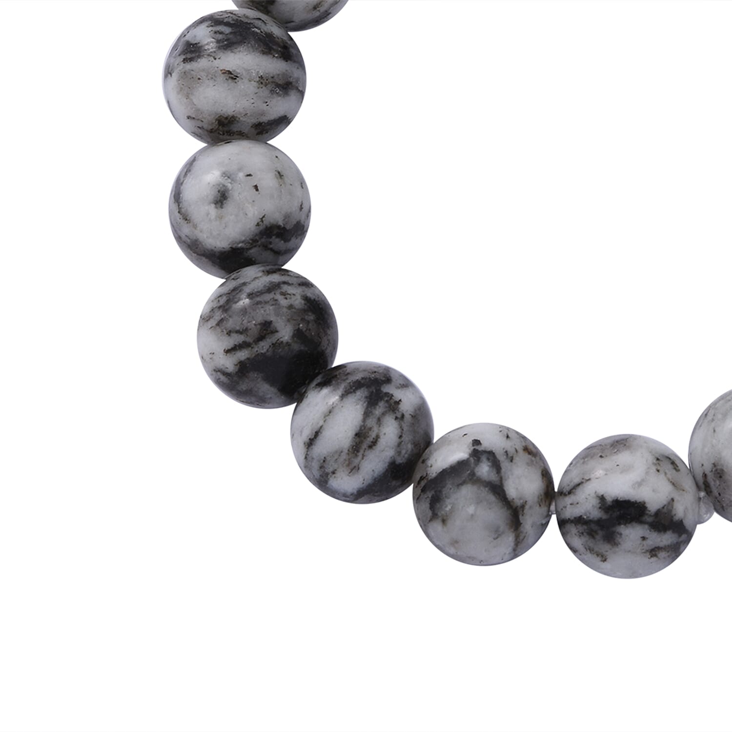 White Black Quartz Beaded Stretch Bracelet 150.00 ctw
