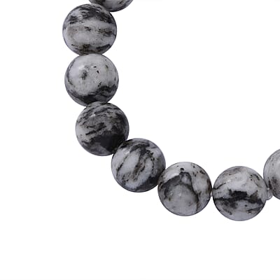 White Black Quartz Beaded Stretch Bracelet 150.00 ctw