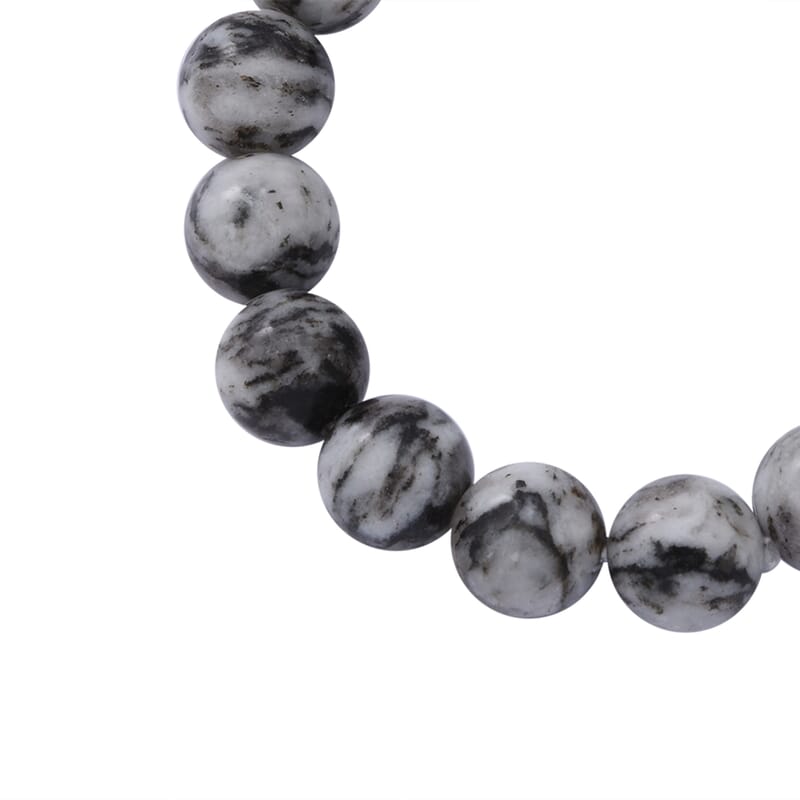White Black Quartz Beaded Stretch Bracelet 150.00 ctw