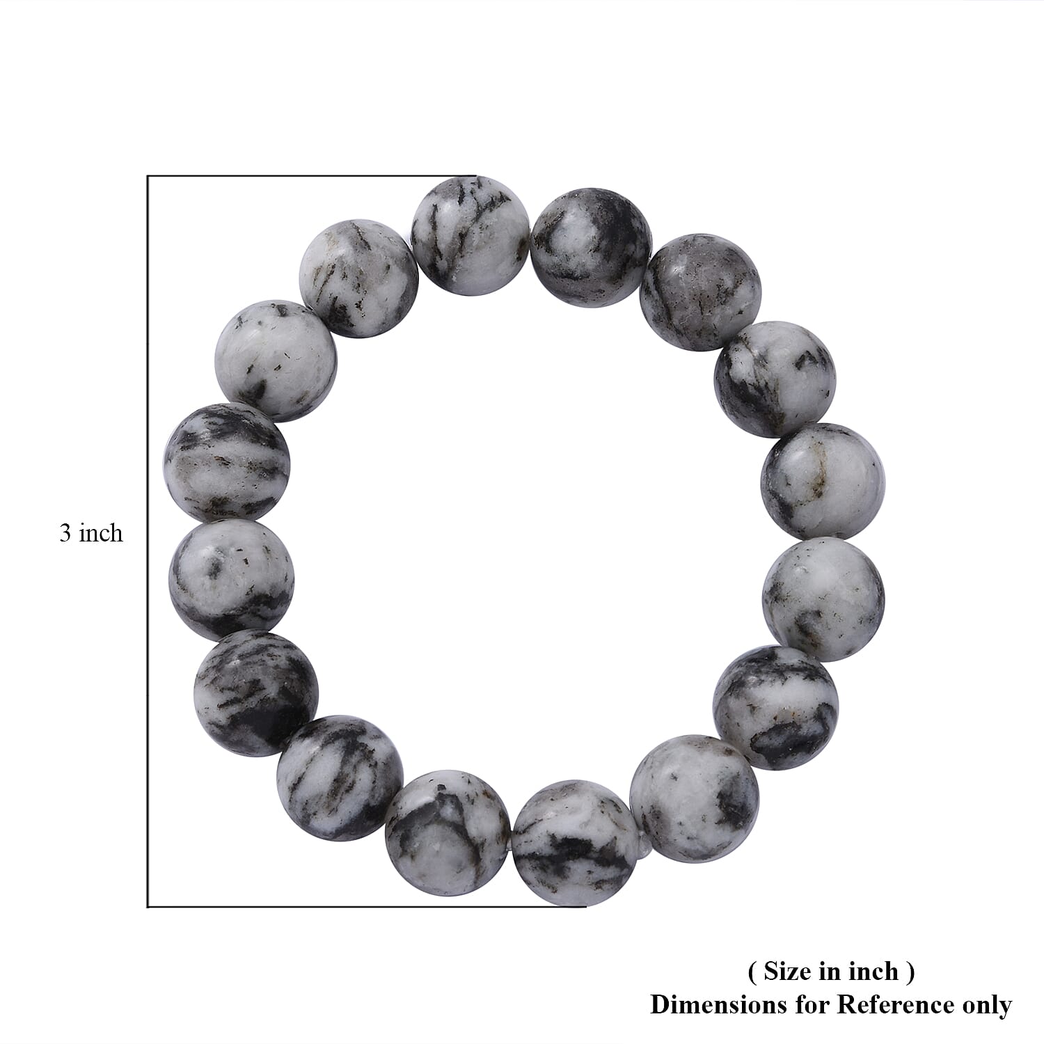White Black Quartz Beaded Stretch Bracelet 150.00 ctw