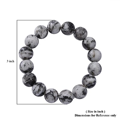 White Black Quartz Beaded Stretch Bracelet 150.00 ctw