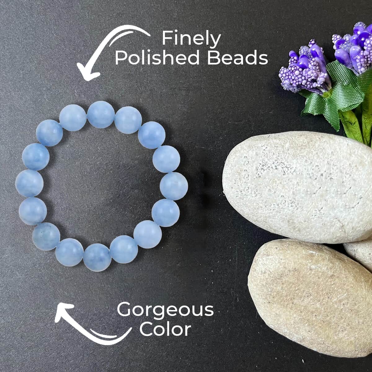 Aquamarine Color Quartz Beaded Stretch Bracelet 150.00 ctw, Adjustable Beads Bracelet, Beads Jewelry, Stretchable Bracelet image number 1