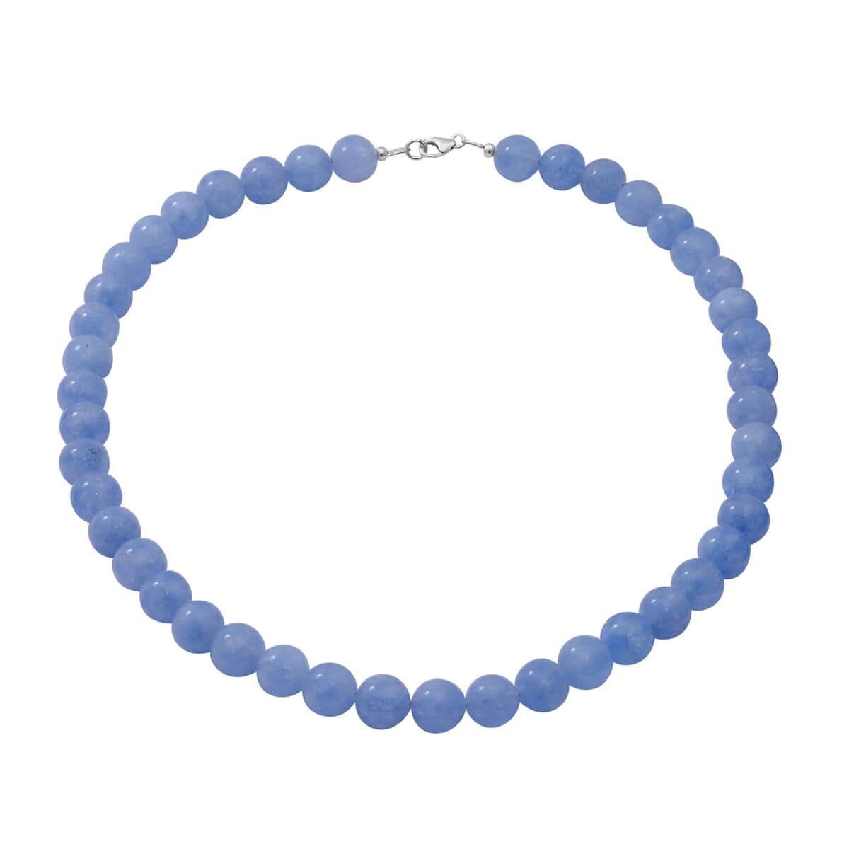 Aquamarine Color Quartz 10mm Beaded Necklace 18 Inches in Sterling Silver 250.00 ctw image number 0