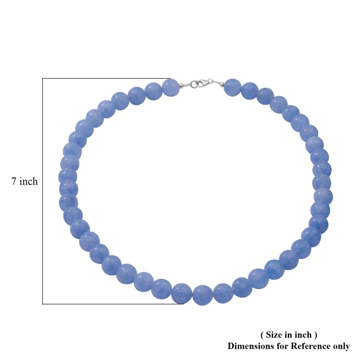 Aquamarine Color Quartz 10mm Beaded Necklace 18 Inches in Sterling Silver 250.00 ctw image number 4